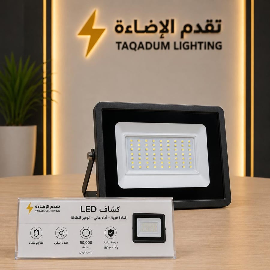كشاف ليد خارجي مربع أبيض 6500 كلفن IP66 – متوفر بقدرات 10 -50-100-150-200-300-400 واط | إضاءة قوية وكفاءة عالية للاستخدام الخارجي