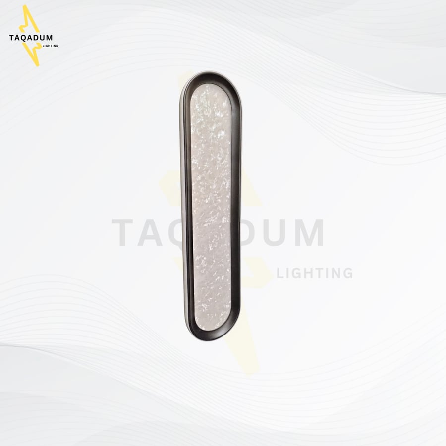 أبليك جداري LED مودرن أسود 40–60 سم – ثلاث ألوان إضاءة بتصميم كريستالي فاخر