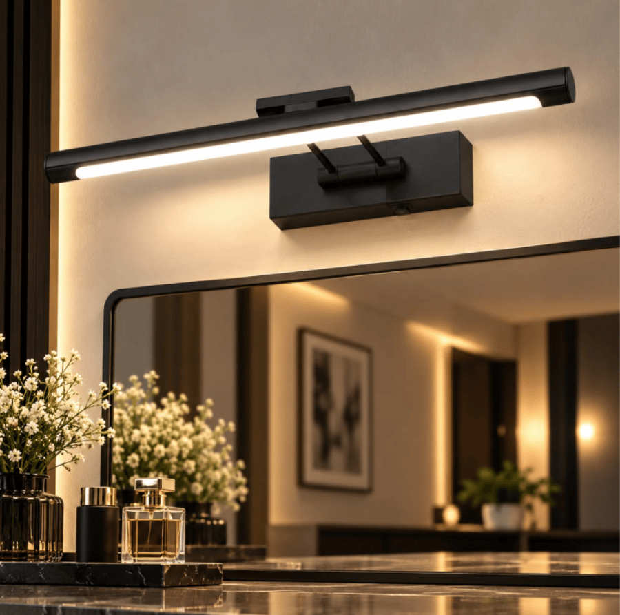 أبليك لوحات جداري LED فاخر 40 سم | بطارية قابلة للشحن وريموت و3 إضاءات | أسود وذهبي