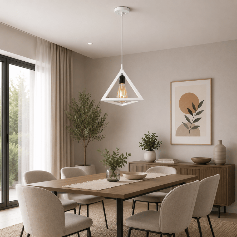 علاقي مفرد مودرن أبيض مقاس 16×15 سم بقاعدة لمبة E27 | تصميم هندسي أنيق