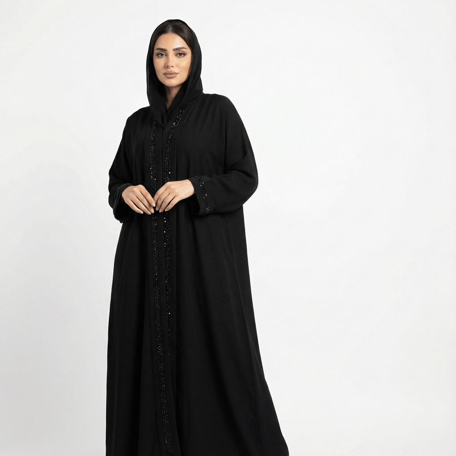 Abaya shoulder fabric internet front and sleeve pearl button