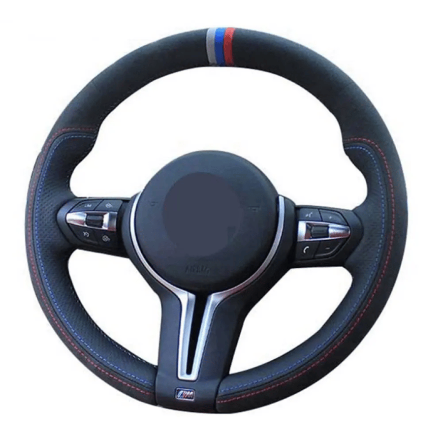 تلبيسة طارة BMW لجميع الفئات من القطيفة و الجلد (لهذا الشكل)