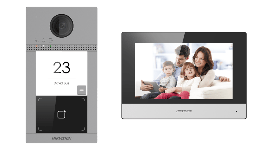 طقم إنتركوم فيديو IP هيكفيجن للفلل بشاشة لمس 7 بوصة وتحكم عبر Hik-Connect - DS-KIS604-S(C)