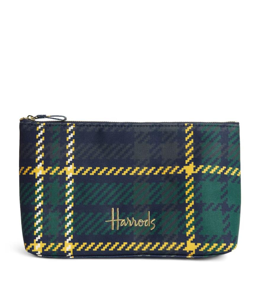 Harrods navy tartan bag