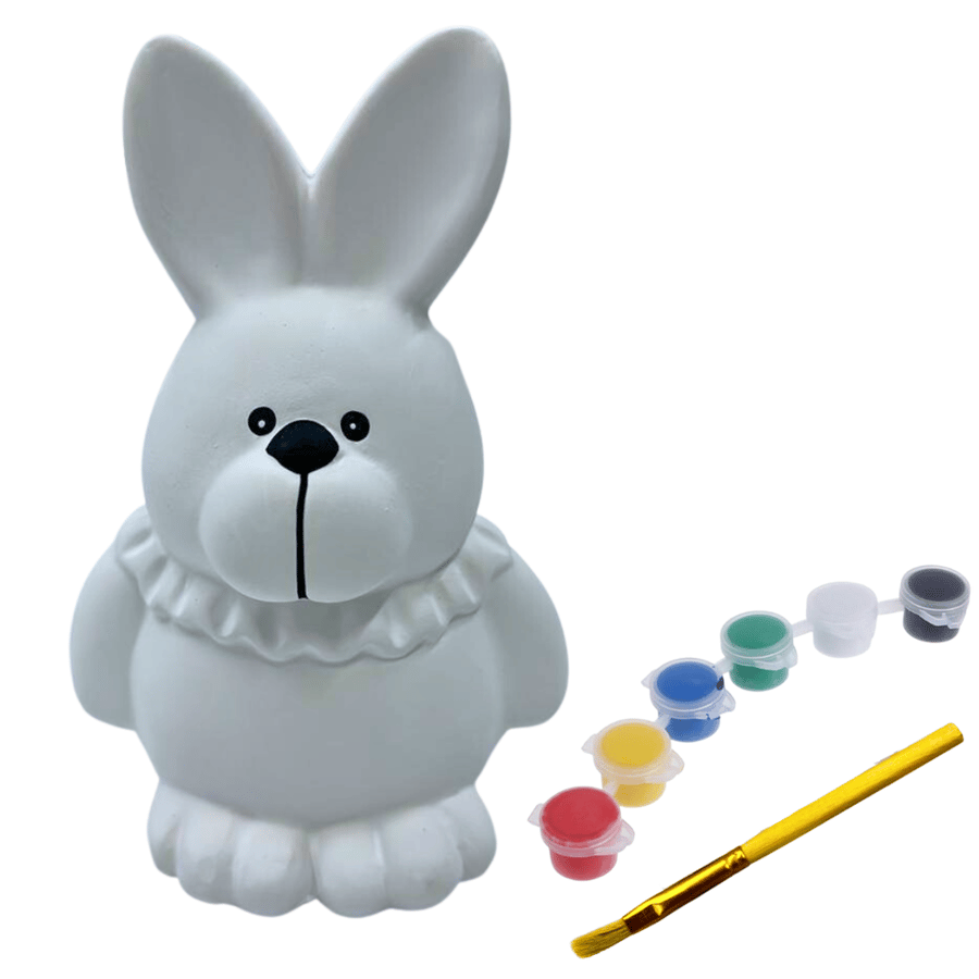 Clay piggy bank for coloring - rabbit