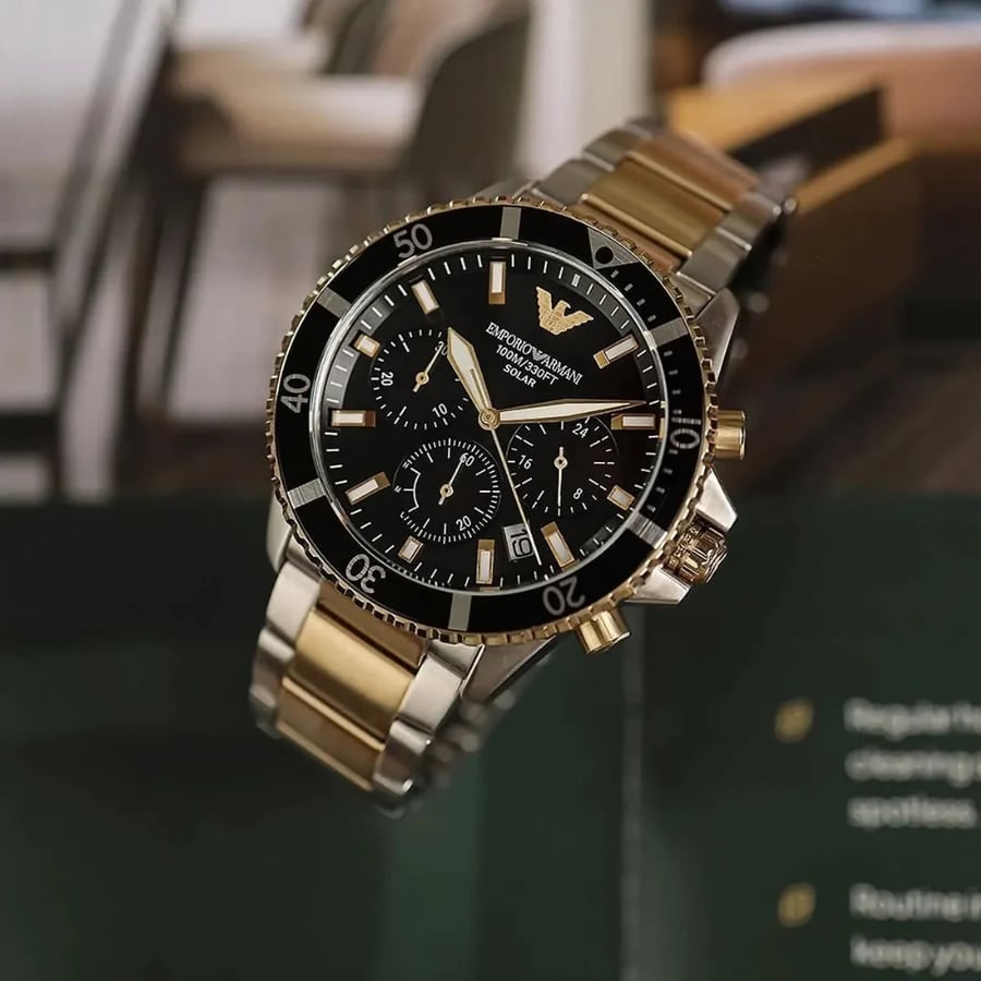 ساعة إمبوريو أرماني كرونوغراف سولار رجالية - AR11680.A