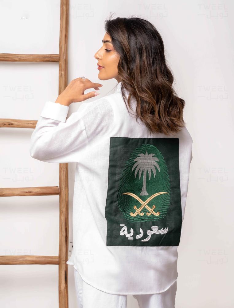 قميص كتان كم طويل- بصمة سعودية