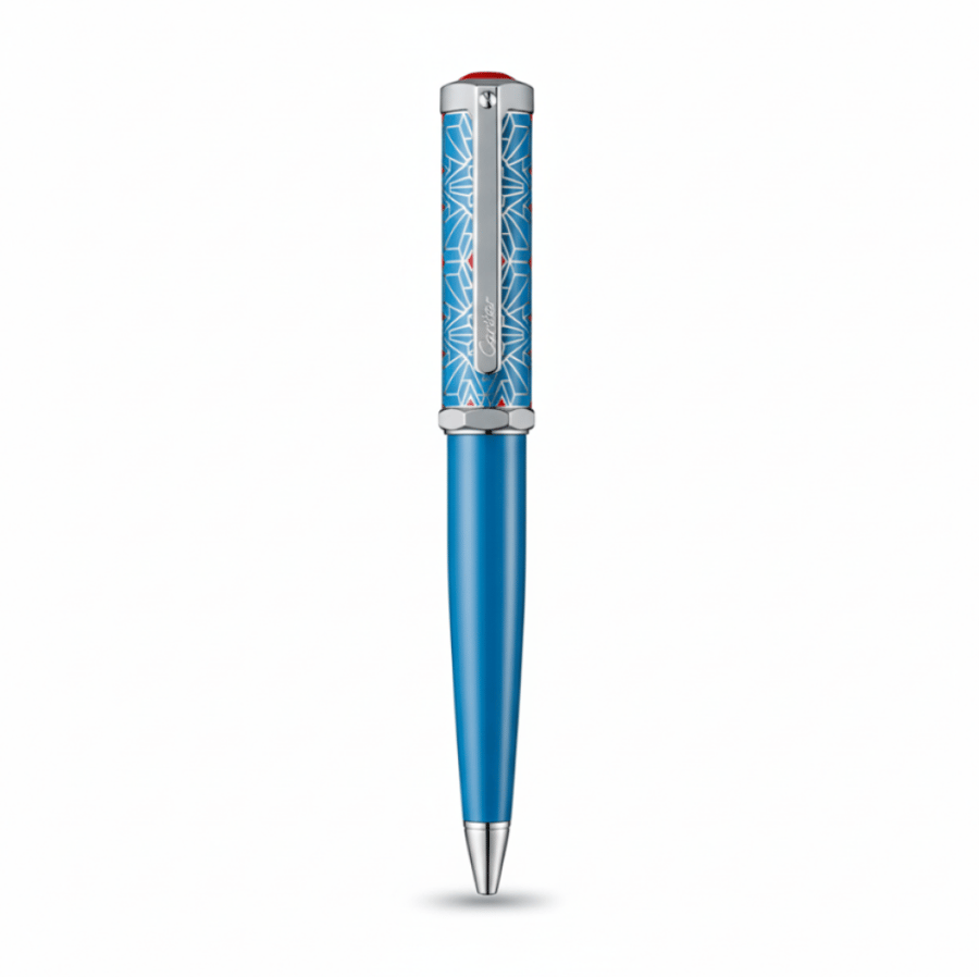 Cartier Santos Dome blue and silver pen