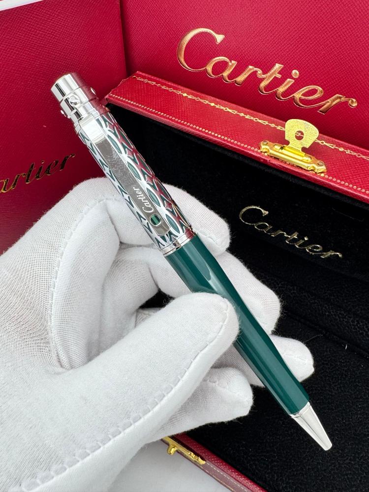 Cartier Santos pen green and silver
