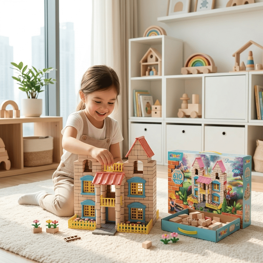 مكعبات تركيب فيلا رومانتيك DIY 610+ قطعة – بناء بيت الأحلام