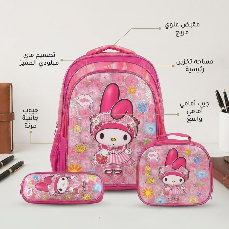 طقم شنطة ماي ميلودي مدرسي 3 قطع للبنات
