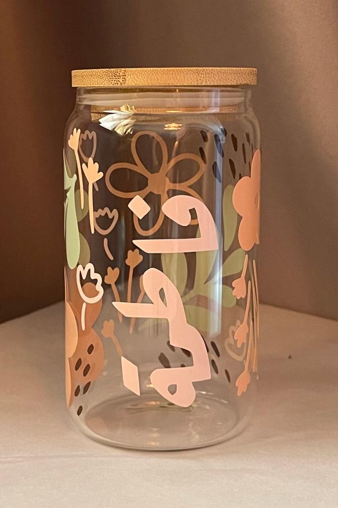 Glass cup - flowers