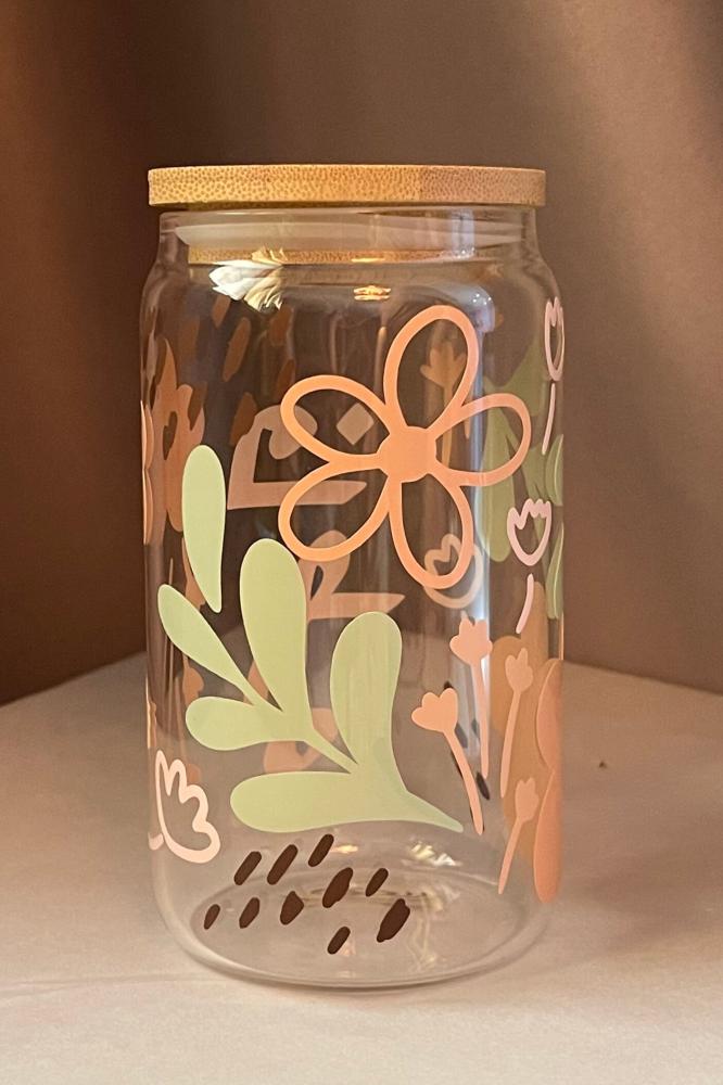 Glass cup - flowers