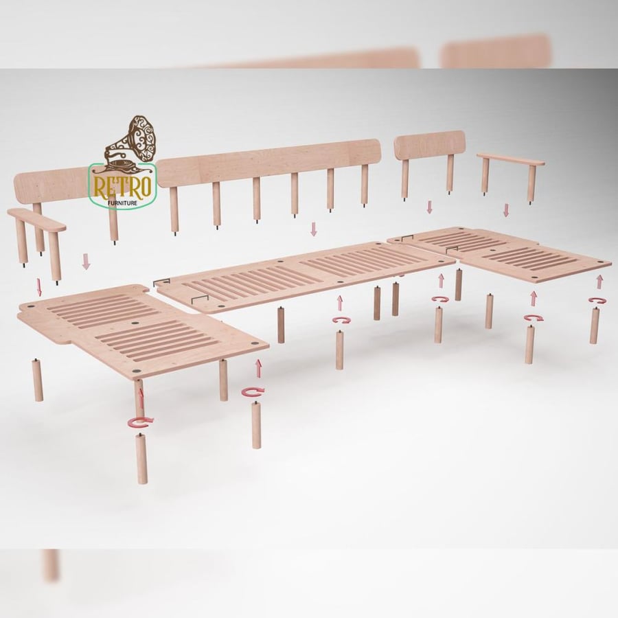 كنبة زاوية - تصميم مودرن وجلسة مريحة - 346 سم - رمادي غامق