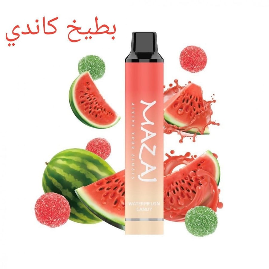 سحبة جاهزة مزاج تيتان 3000 موشة نكهة حلوى البطيخ (قابله للشحن) Mazaj TITAN Watermelon Candy 3000 Puff disposable