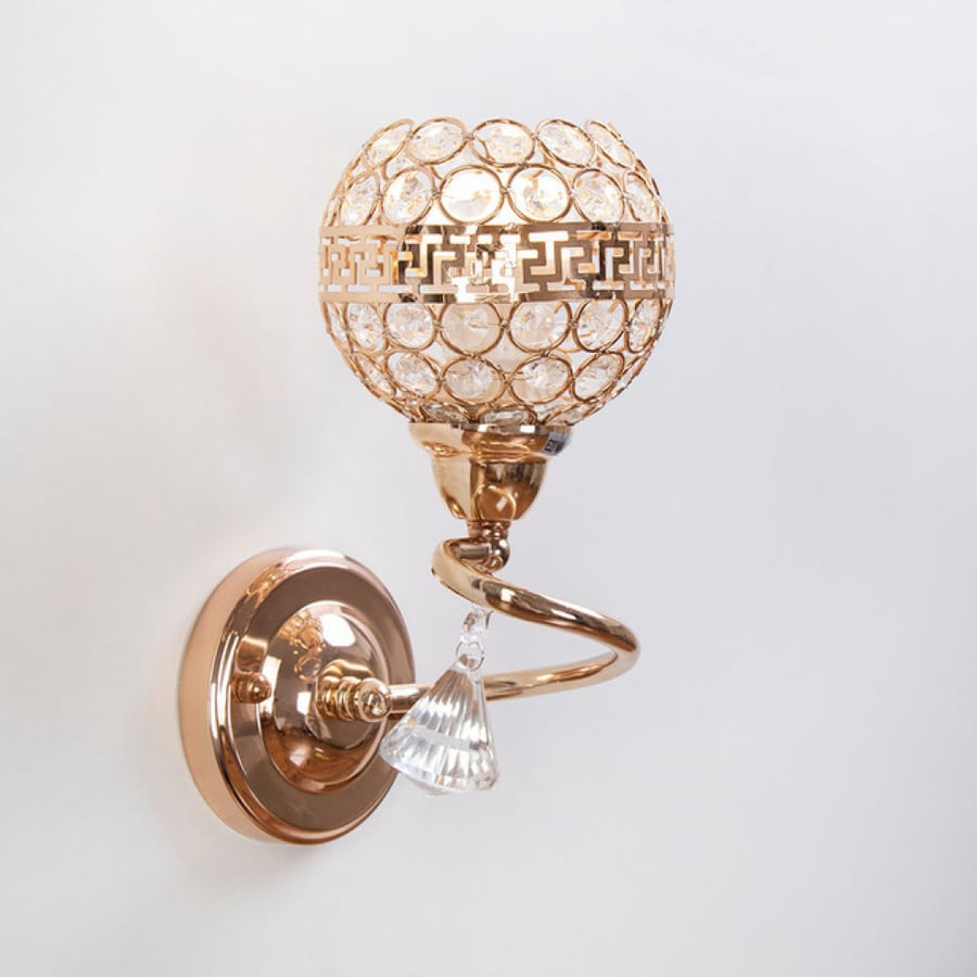 Single Classic Gold Wall Light with Crystal Circles