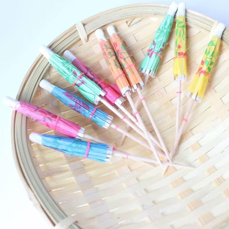 Wooden decorations in the shape of an umbrella