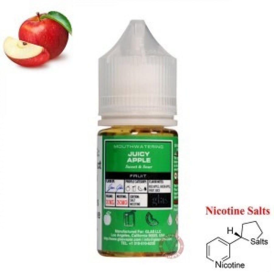 نكهة سولت GLAS VAPOR Juicy Apple بتصميم التفاح الأخضر والأحمر