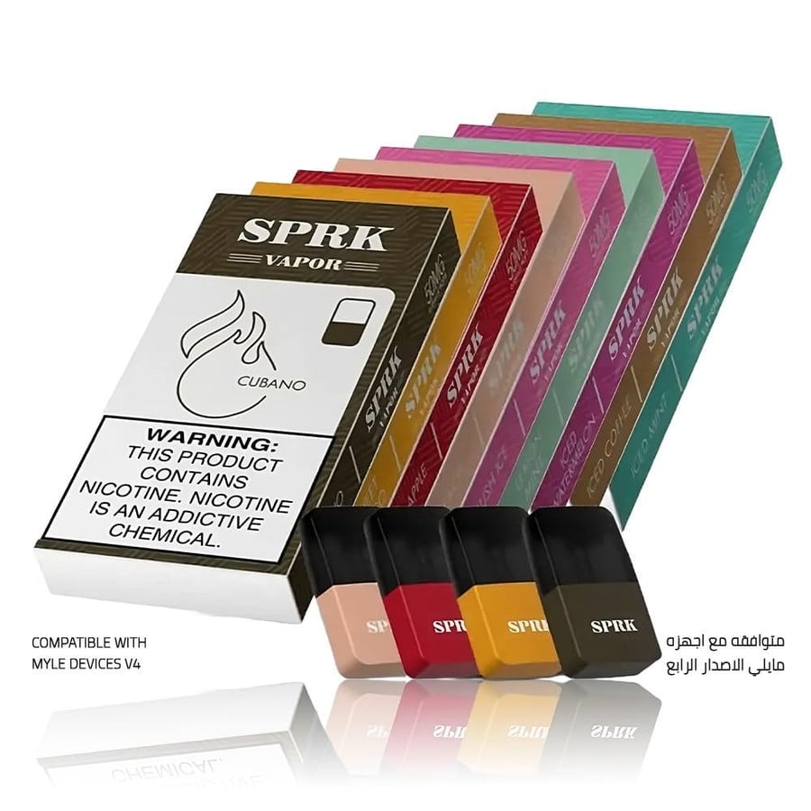بودات SPRK Vapor المتوافقة مع جهاز مايلي V4 بعدة نكهات
