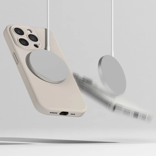 Silicone cover supports magnetic sword for iPhone 15 - Titanium - Ringke