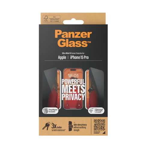حماية شاشة زجاجية ايفون 15 - خصوصية - panzer glass