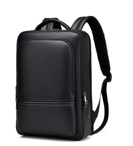 Multifunctional leather backpack - black