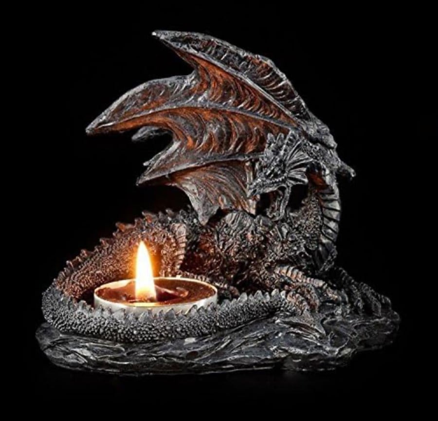 Tea Light Holder in Dragon Gothic Dragon Figure