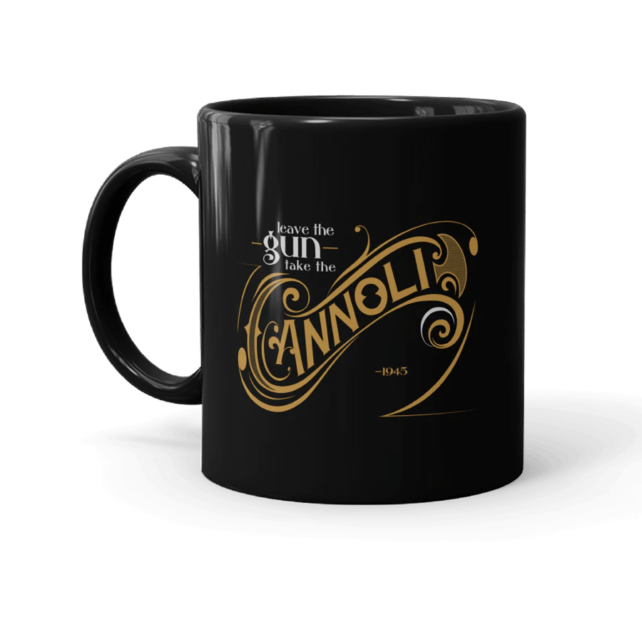 THE GODFATHER "LEAVE THE GUN. TAKE THE CANNOLI." BLACK MUG