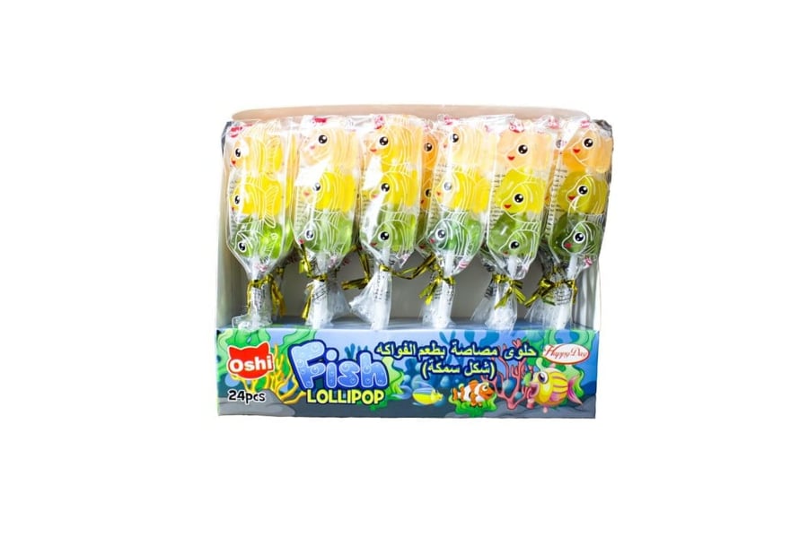 Fruit-flavored lollipop in the shape of a fish, 24*15 grams