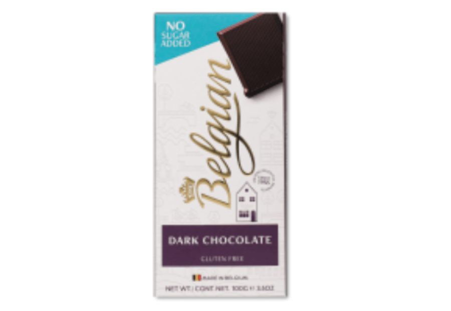 Belgian dark chocolate without added sugar and gluten-free 100 g