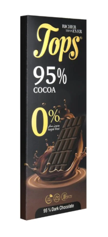 توبس شوكلاته 95% داكنة بدون سكر 60 جم