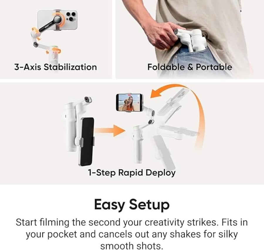 Insta 360 Flow 2 Pro بتثبيت ثلاثي المحاور و سهل للتنقل -مسارات التصوير