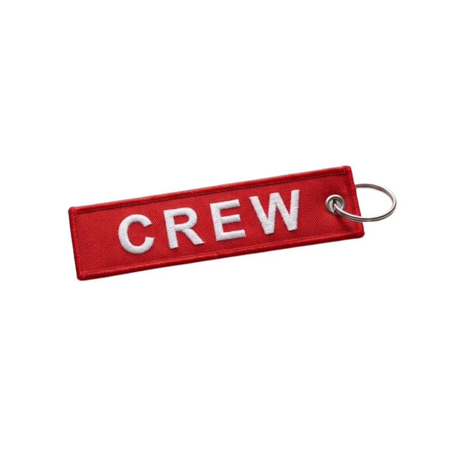 ميدالية مفاتيح قماشية " CREW " - أحمر