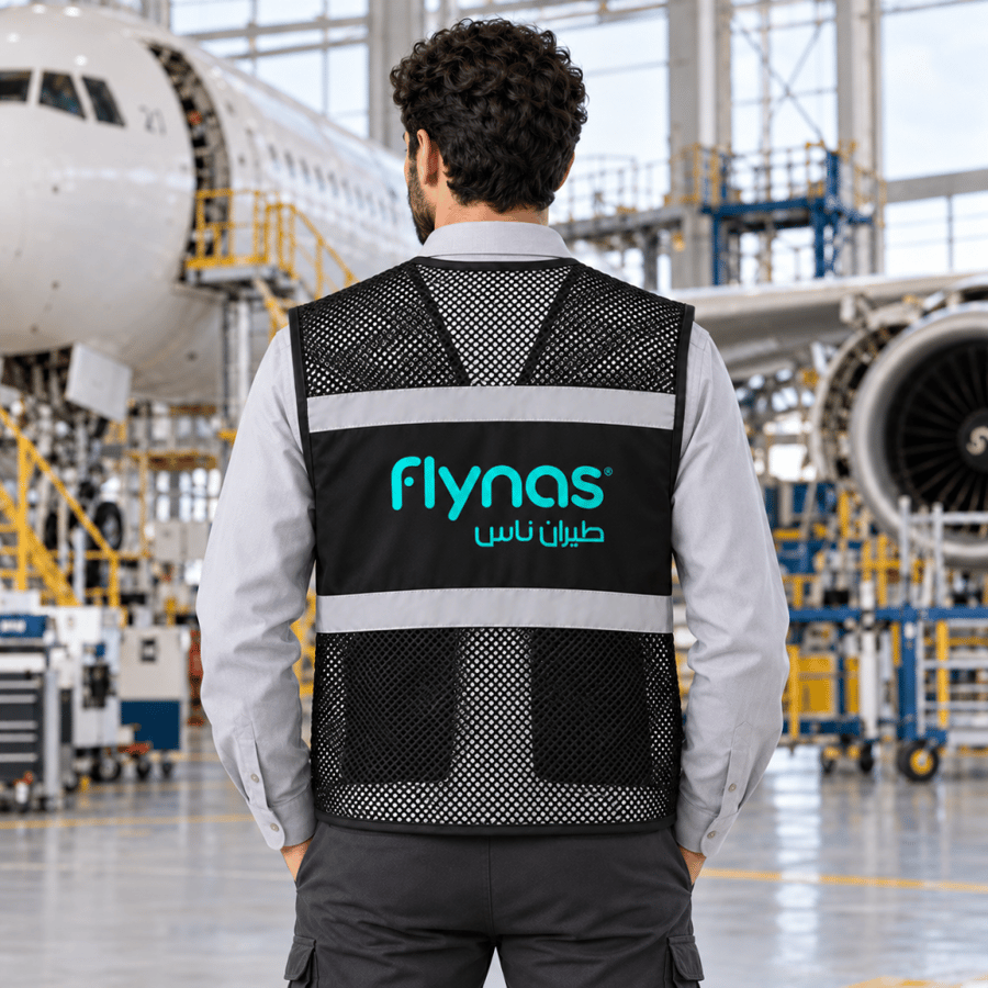 فيست شبكي أسود بشعار طيران ناس – flynas