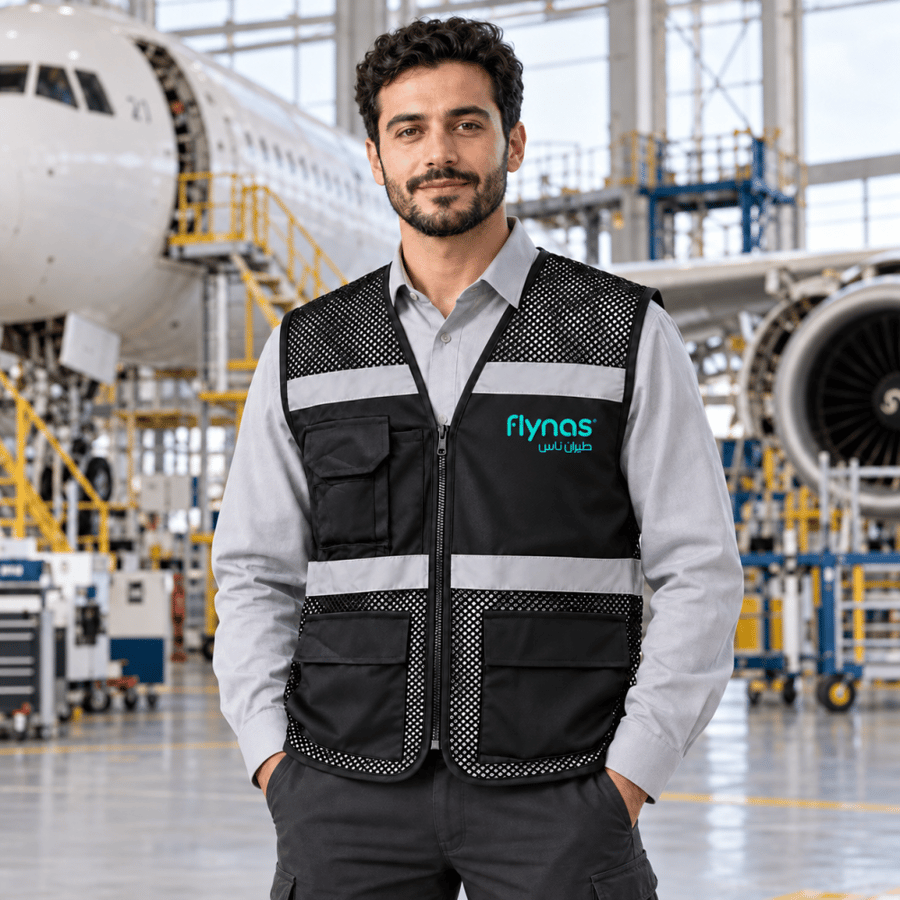 فيست شبكي أسود بشعار طيران ناس – flynas