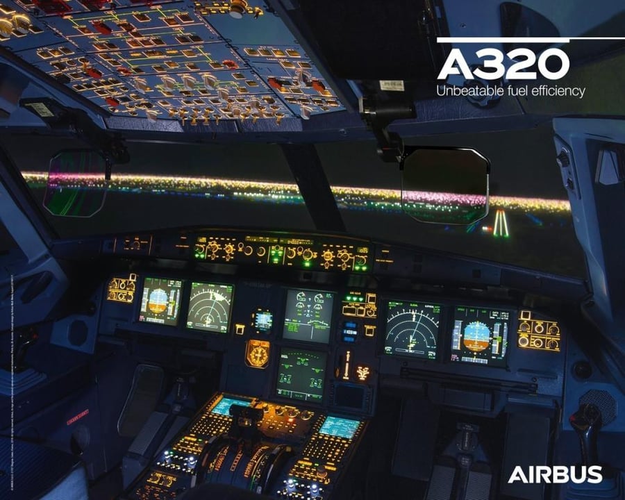 لوحة قمرة قيادة Airbus A320 الليلية | 50×40 سم