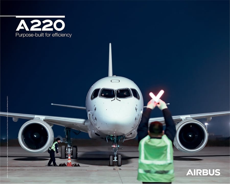لوحة Airbus A220 – توجيه أرضي للطائرة | 50×40 س