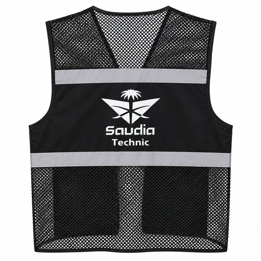فيست شبكي أسود بشعار السعودية تكنيك – Saudia Technic