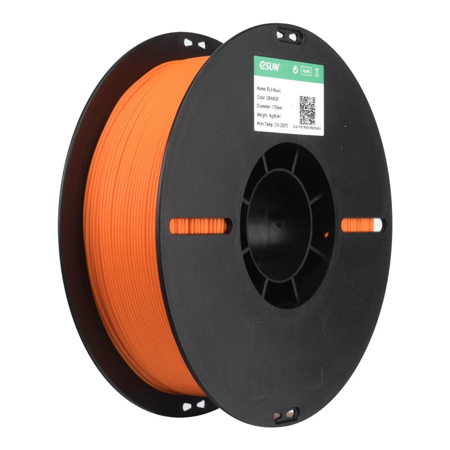 eSUN PLA Basic Orange برتقالي بكرة فلمنت سوداء بزاوية أمامية