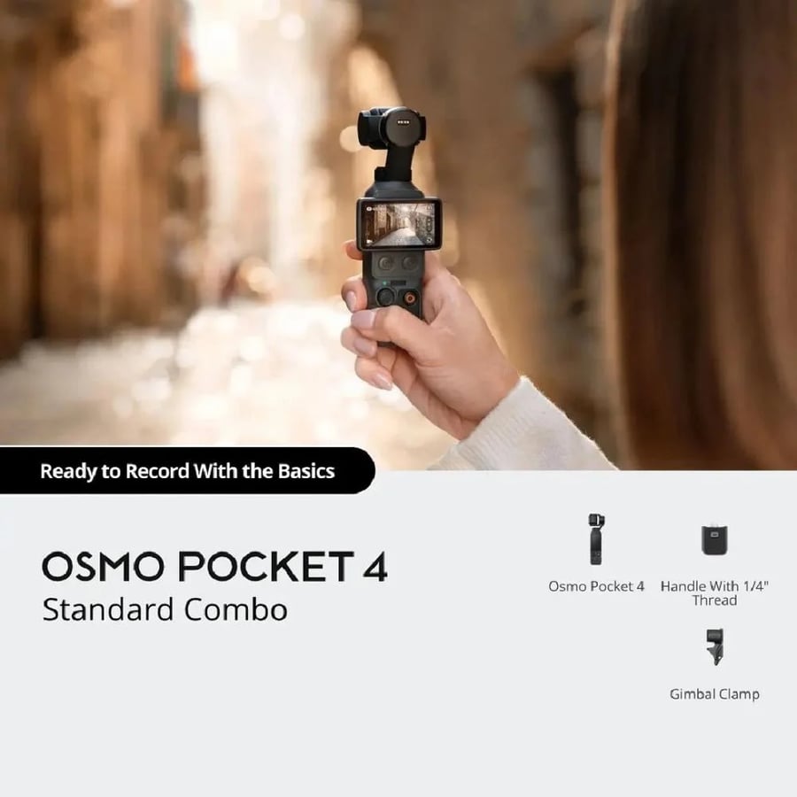 دي جي آي - كاميرا بتثبيت ثلاثي المحاور وتصوير بدقة عالية OSMO Pocket 4 - أسود
