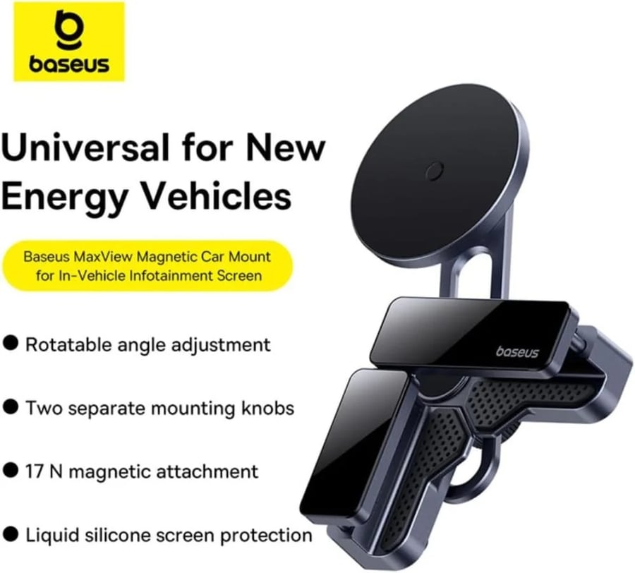 Magnetic phone holder Beisus Max View on car screen - gray