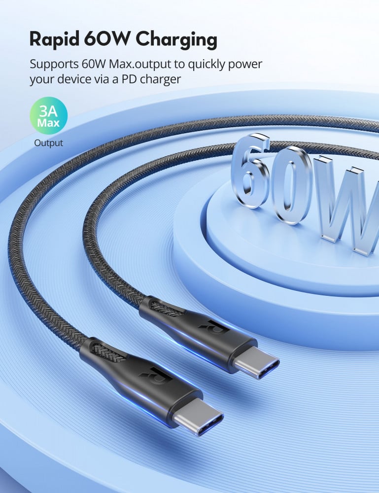 Type C to Type C cable from RAVPower black 2M