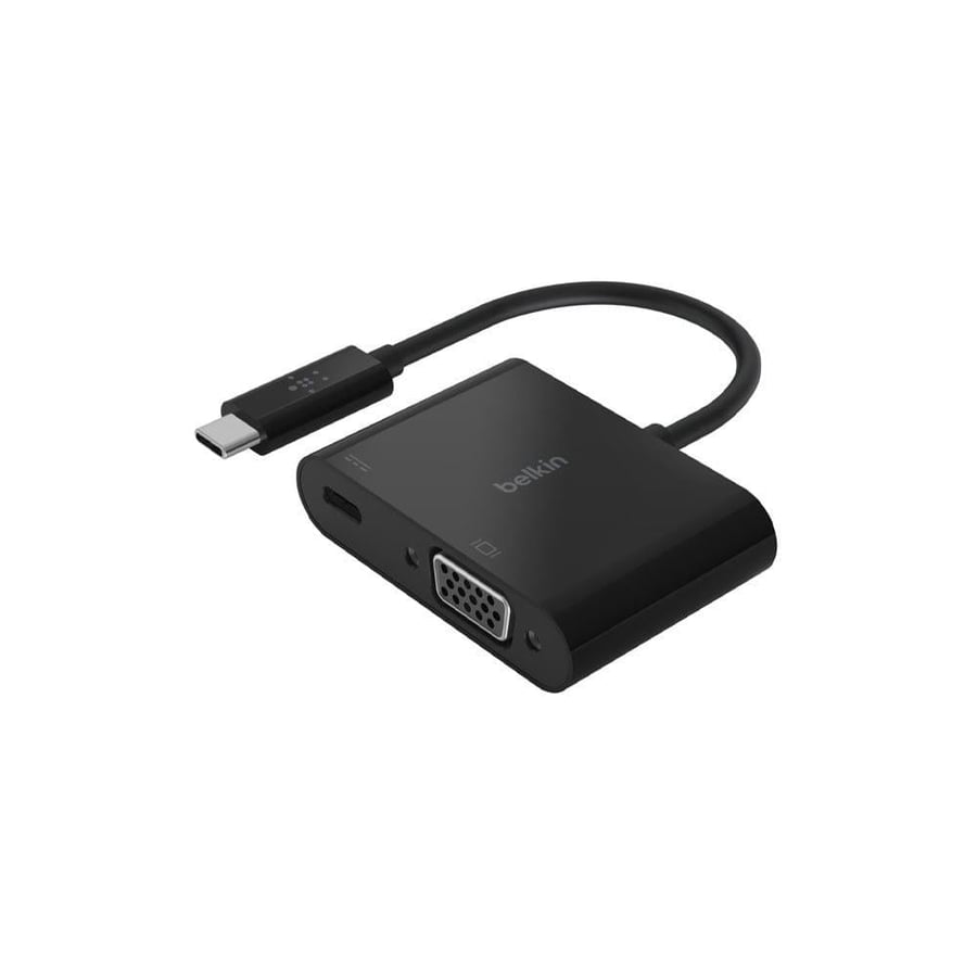 belkin بيلكن - وصلة بروجكتر USB-C إلى VGA ومحول الشحن اسود = 745883799046