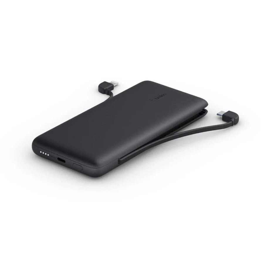 Belkin - portable battery 10000 mAh with PD 18W and a Lightning and Type C integrated cable - black