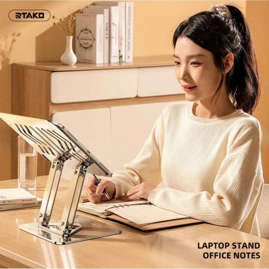 Retaco - Laptop and iPad stand, desktop, movable, 360 degrees - Silver