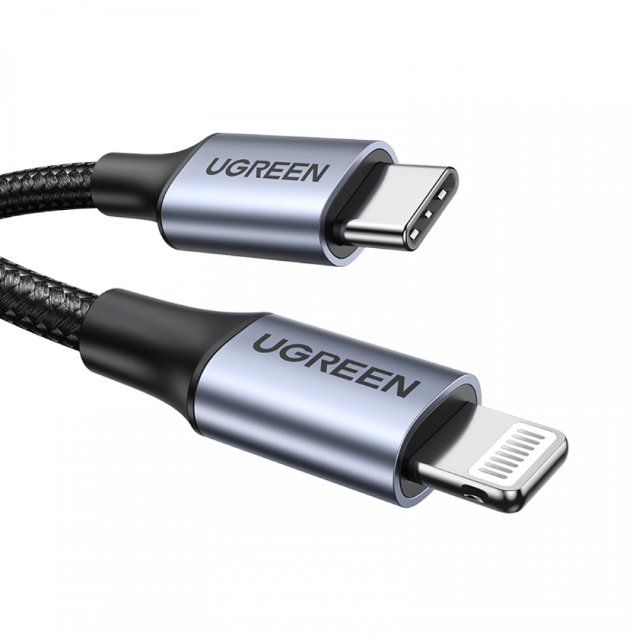 سلك شاحن يوجرين من USB-C إلى آيفون مضفر بطول 2 م - أسود
