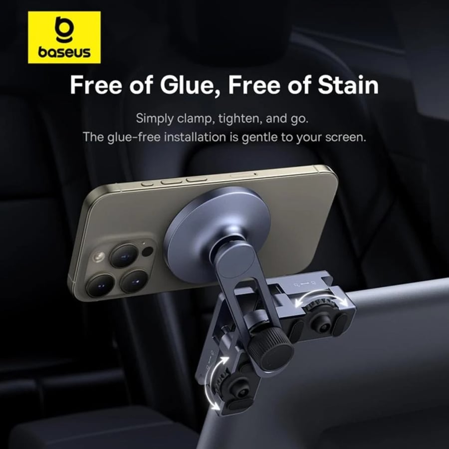 Magnetic phone holder Beisus Max View on car screen - gray