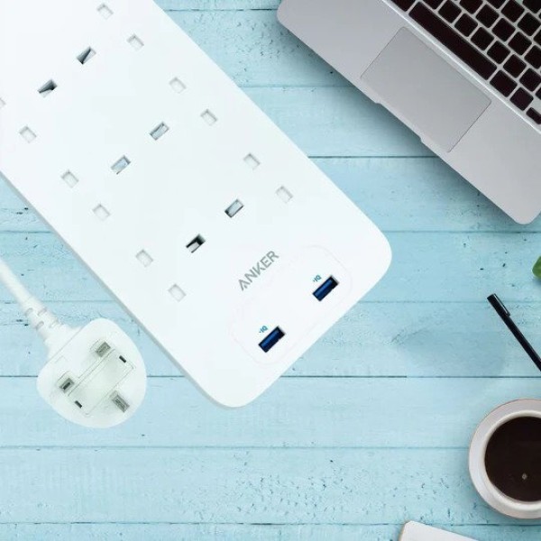 Anker extension cord with 8 power outlets and 2 USB-A ports