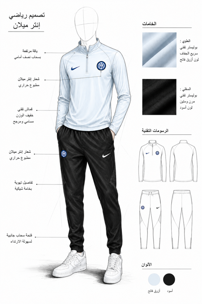طقم تدريبات إنتر ميلان نصف سحاب (M )Inter Milan Training Top