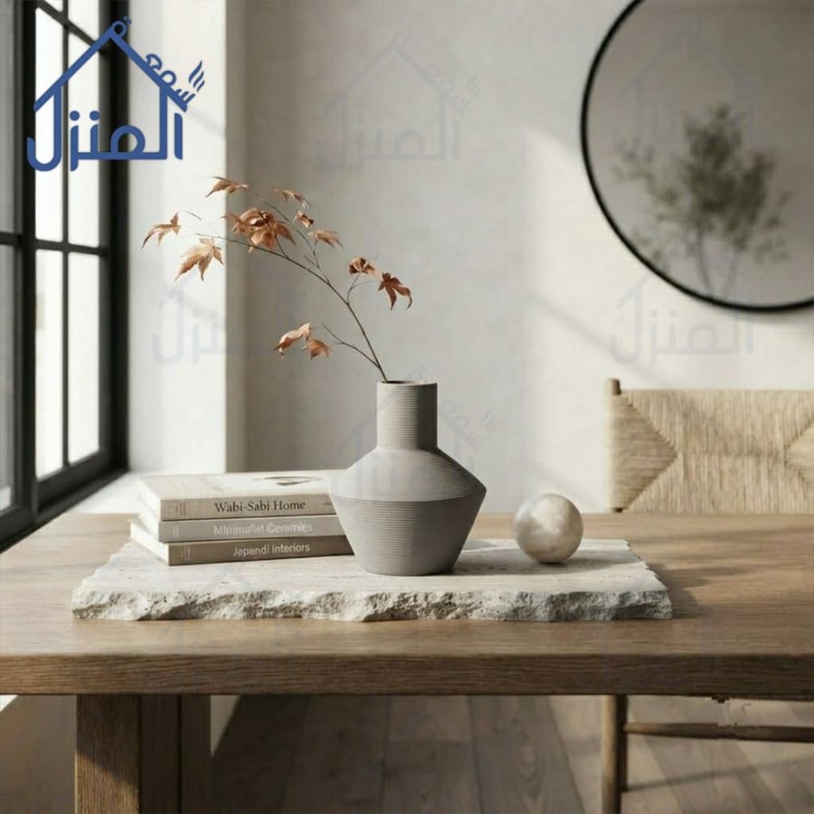 فازة ديكور بيضاء بتصميم هندسي مضلع ورقبة أسطوانية عصرية